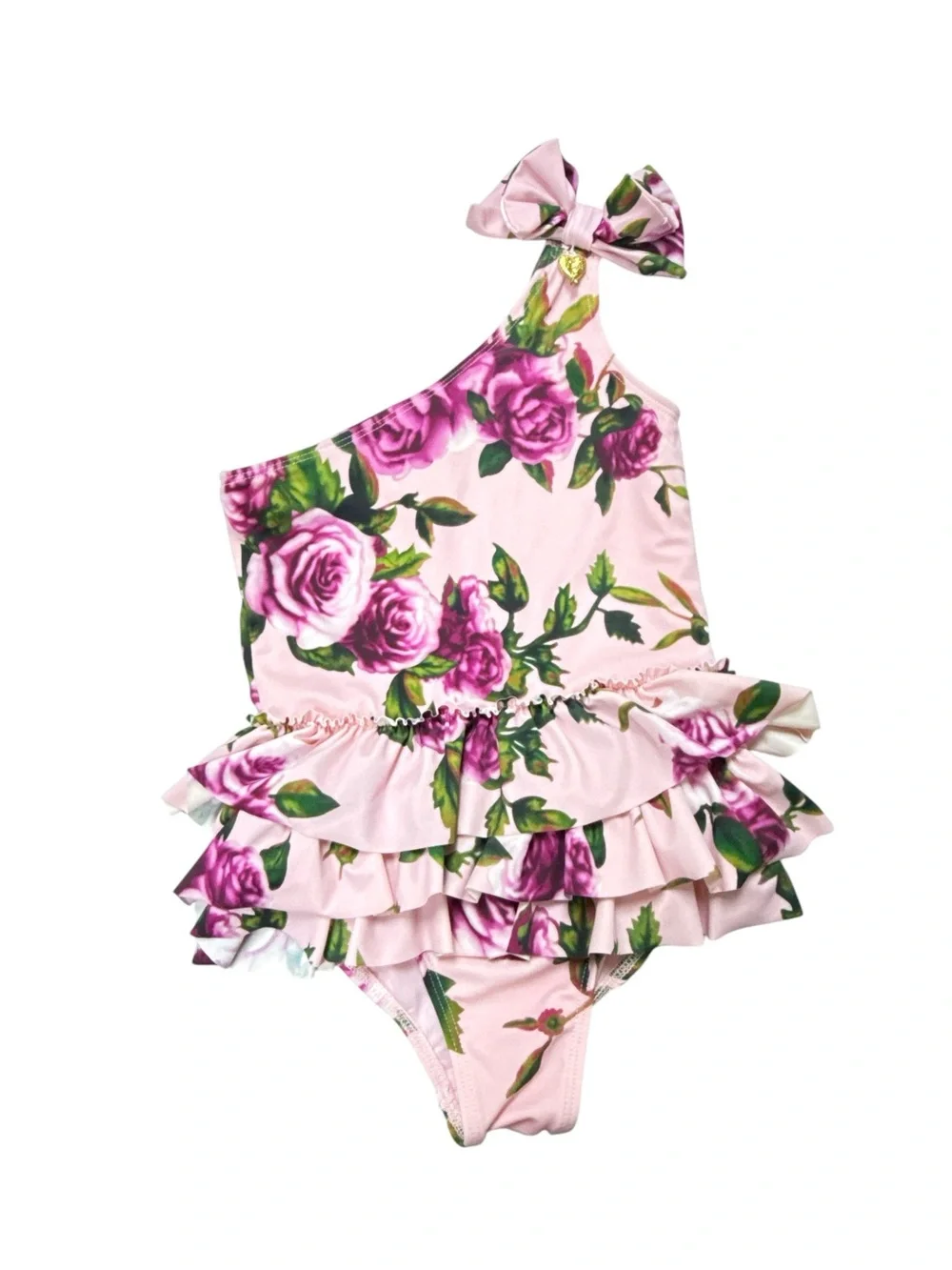 Angel's Face Girls Floral Ruffle One-Piece Swimsuit Sz 6-7